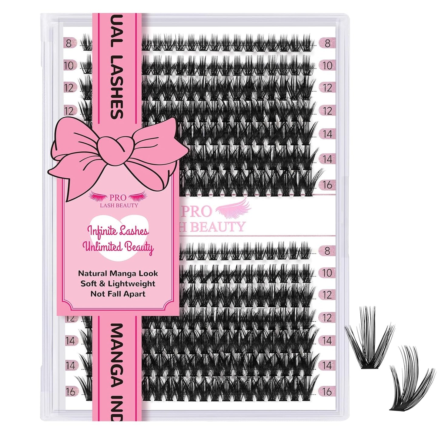 280 Pcs Individual Lashes 50D Mixed Lash Clusters Devil Style Lashes That Look Like Eyelash Extensions Wispy Lashes DIY Individual Lashes At Home (50D-C-8-16mix,Manga)