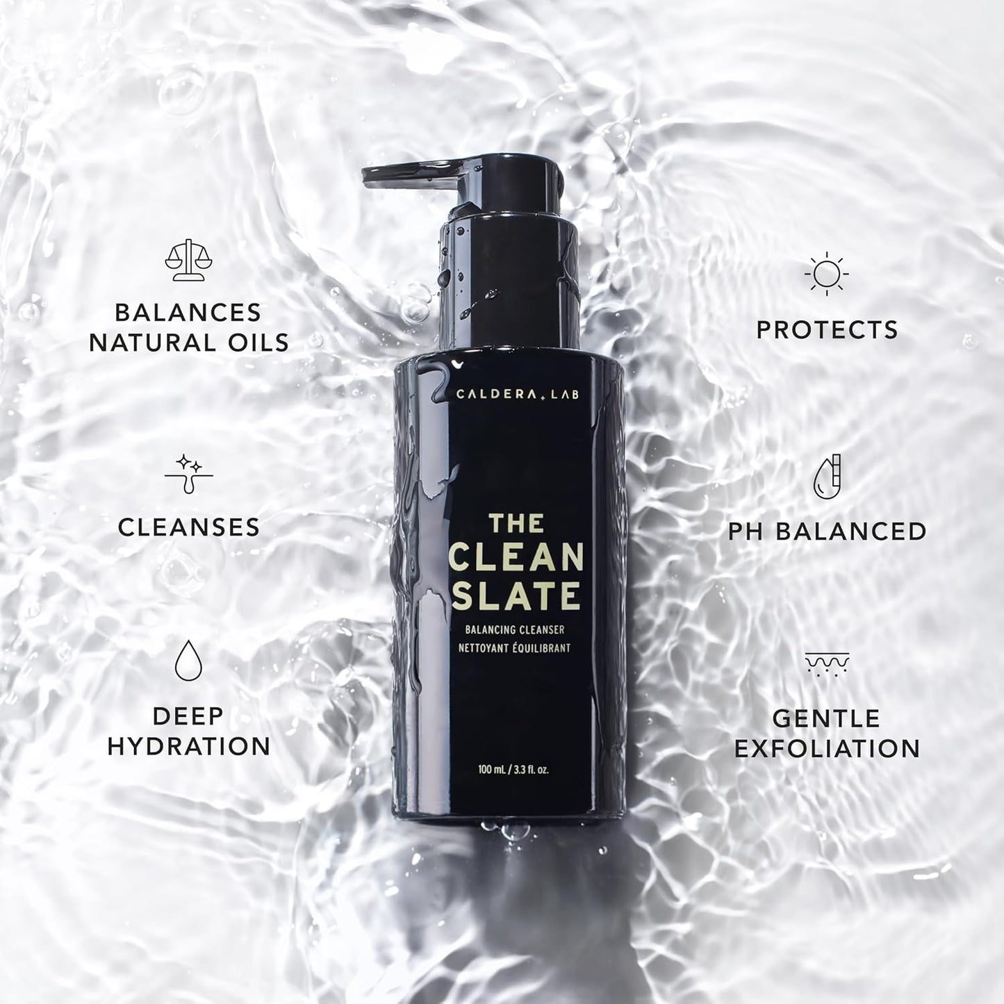 Caldera + Lab The Clean Slate | Men's Organic Foaming Facial Cleanser for Dry, Sensitive, & Normal Skin – Vegan, Natural & Antioxidant Packed Exfoliating Face Wash