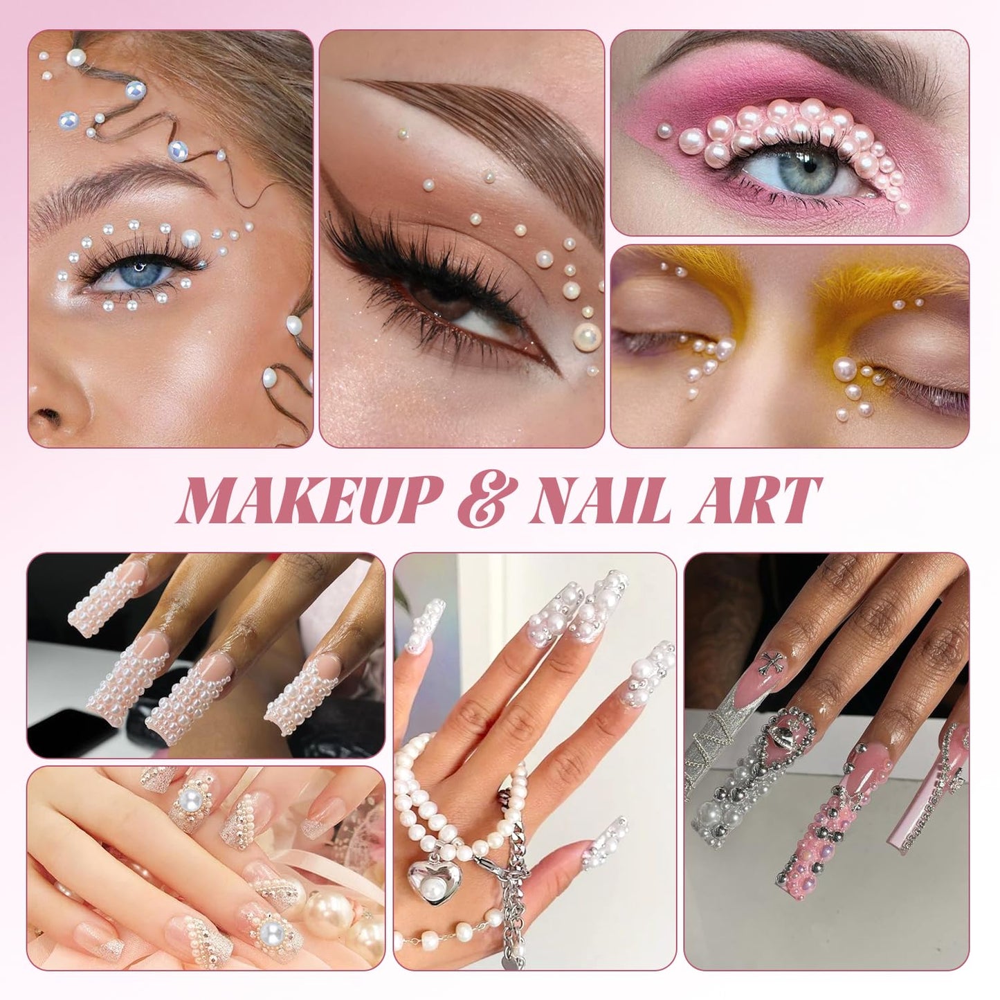 80g Flatback Pearls and Rhinestones for Crafting, Dark Blue Mixed Size 3-10mm Resin Rhinestones and Half Pearls for Bedazzling, Nail Art and Decoration with Tweezer and Pickup Pencil