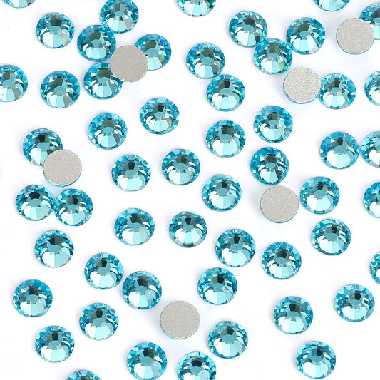 1440Pcs Aquamarine Crystal Rhinestones,Glass Flatback Rhinestones Small Gemstones for Nail Face Makeup Art Crafts Clothes Decoration -(SS4, 1.6mm,Aquamarine)