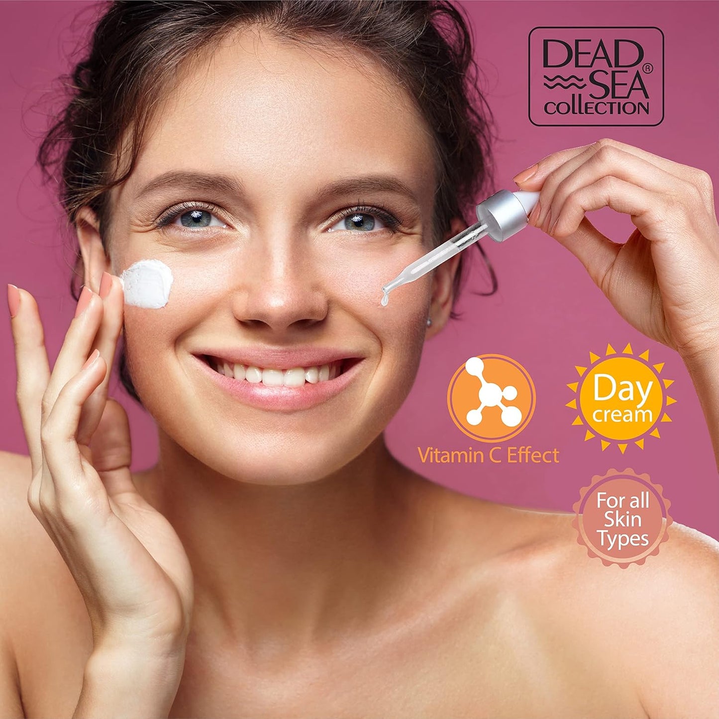 Dead Sea Collection Facial Vitamin C Kit - Day Cream (1.69fl.oz/50ml jar) & Facial Serum (1.69fl.oz/50ml bottle) - Pure Dead Sea Minerals - Anti-Wrinkle Hydration Smooth and Moisturized Skin