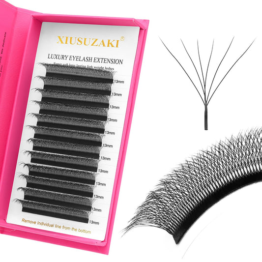 W Lash Extensions Supplies 6D Eyelash Extensions W Shape 0.07mm Thickness C Curl 10mm Premade Fans Easy Fan Lashes Volume Matte Black 12 Rows Crisscross Eye Lashes(W-6D-0.07-C,10mm)