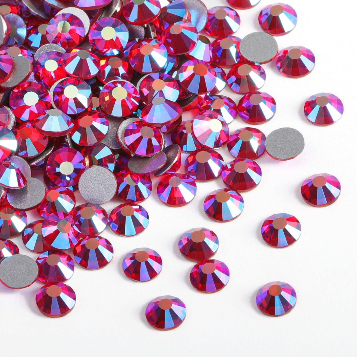 Beadsland 1440 Pieces Flat Back Crystal Rhinestones Round Gems,Light Siam AB,SS3,1.2-1.4mm