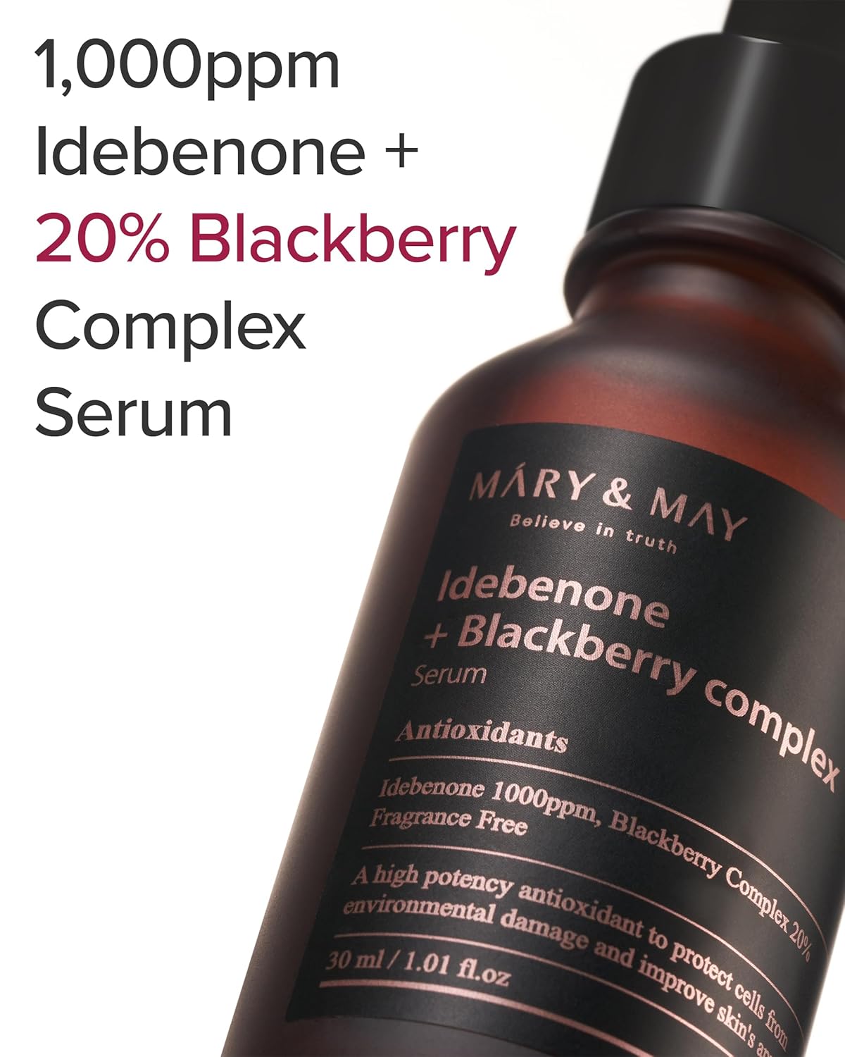 Mary&May Idebenone + Blackberry Complex Serum - Potent Anti Aging for Enhanced Antioxidant and Skin Nourishment - Korean Face Skincare, EWG Green Grade, Cruelty-Free, 1.01 fl.oz.
