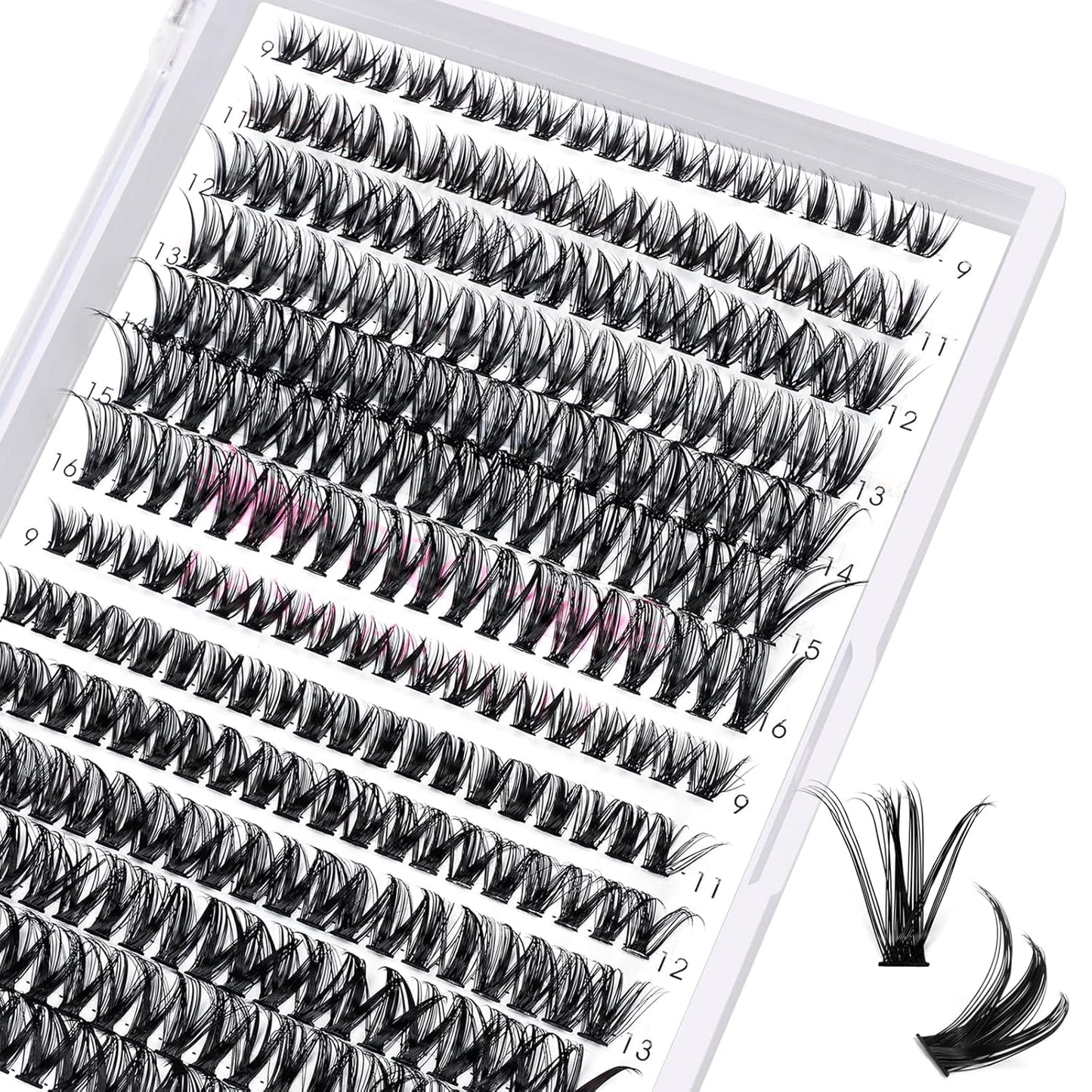 280 Pcs Individual Lashes 40D+50D Mixed Lash Clusters 14 Rows Cluster Lashes that Look Like Eyelash Extensions DIY Lash Extension Self Application At Home (40+50-C-9-16mix)