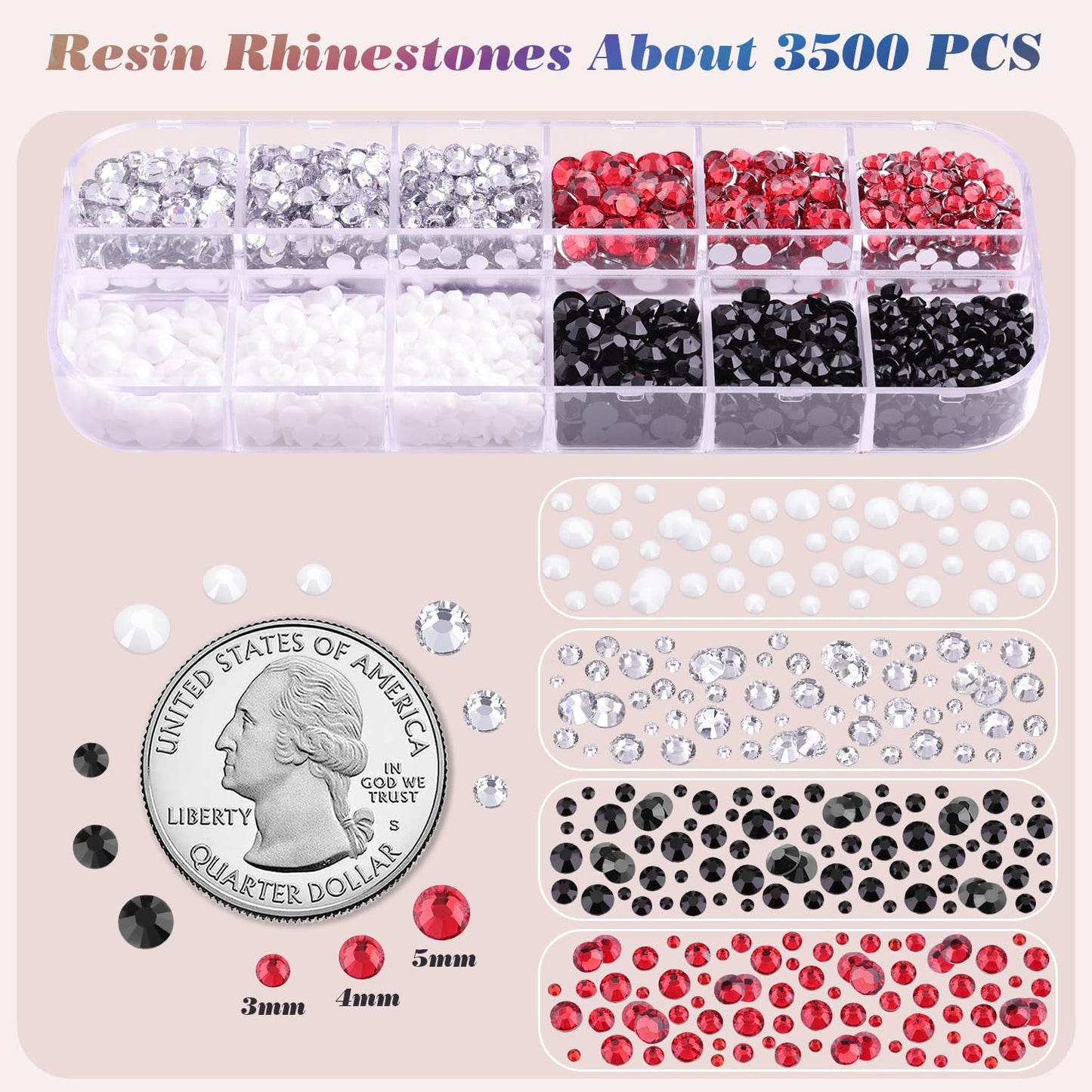 5000 PCS Flatback Rhinestones for Crafting and 3PCS B7000 Glue (Pack 2), 2 Boxes of Rainbow Resin Rhinestones Gems Charms for Bedazzling DIY Crafts Fabric Clothing Tumblers Shoes Nail Art