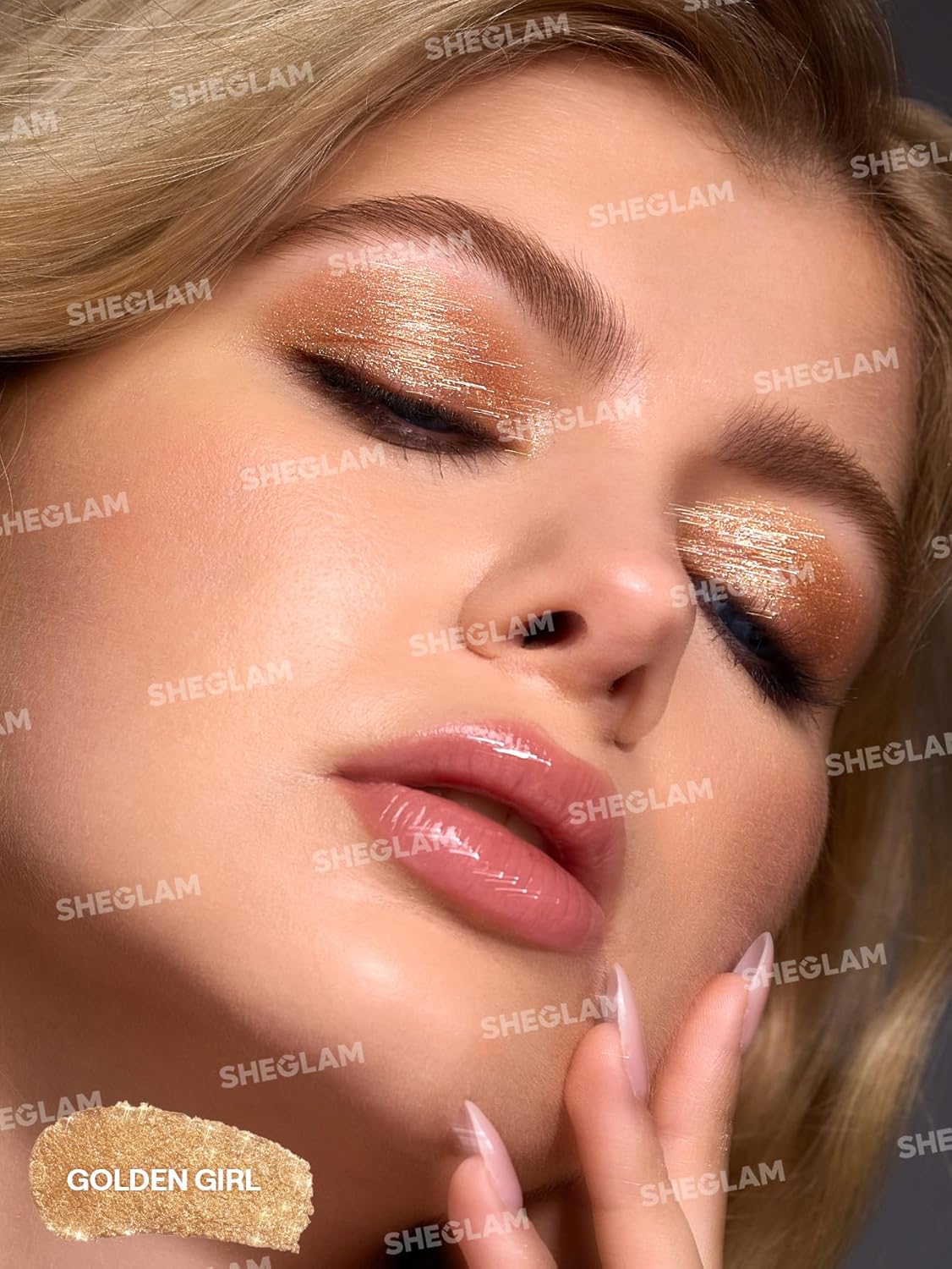 SHEGLAM Crystal Jelly Glaze Stick Eye Shadow Stick Eyeliner Brightener Pencil Crayon with Brush Easy to Blend Long Lasting Shimmer Eyeshadow-Golden Girl