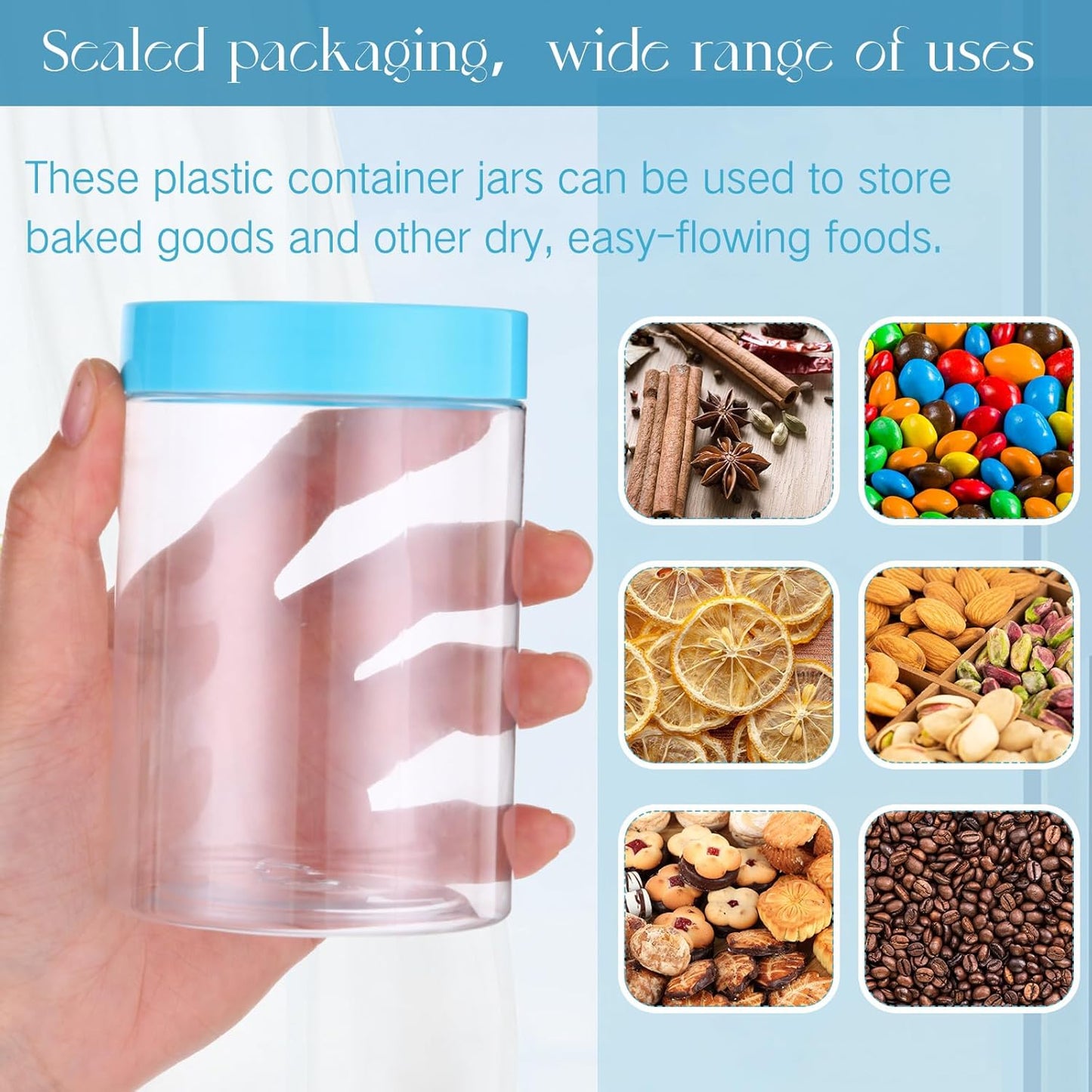 SATINIOR 100 Pcs Plastic Jars with Lids Small Containers Lids Wide Mouth Small Plastic Containers for Lotion Cream Rhinestones Body Butters Travel Storage(10 oz, Blue)