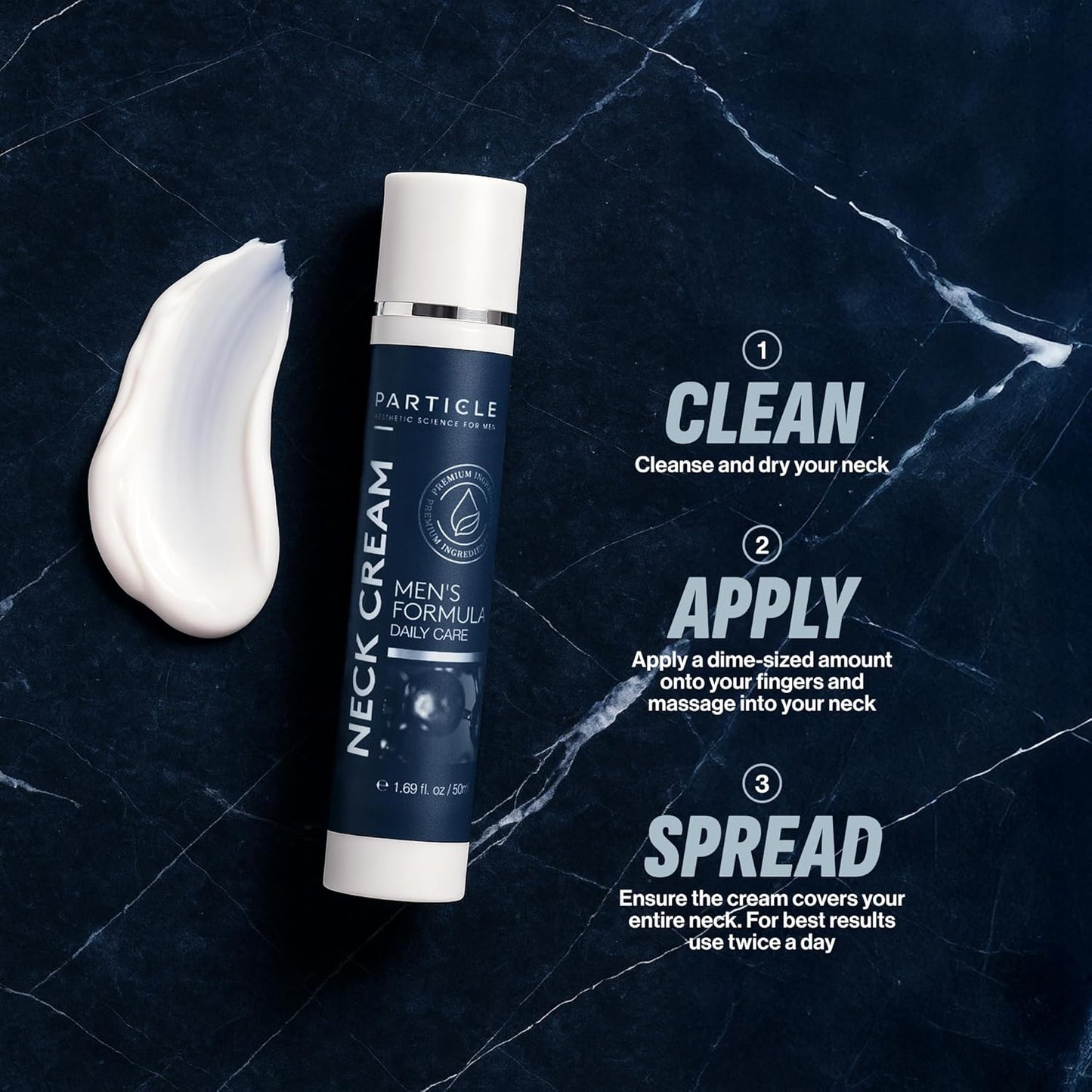 Particle Neck Cream, Daily Skin Care for Men with Collagen, Hyaluronic Acid, Retinol, Vitamin E, Moringa Oil & Shea Butter for Health Skin Support, Hydrating Men’s Body Lotion, 1.7 fl oz