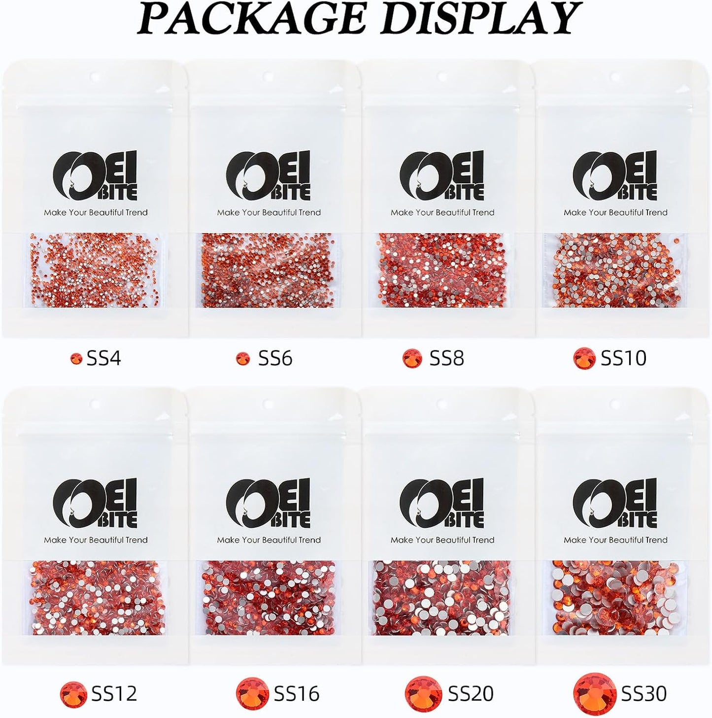 Hyacinth Flatback Rhinestones, Glass Rhinestones for Nail Art and Craft, Glue Fix, Loose Crystal Gemstones(Orange, SS8, 1440pcs, 2.3-2.5mm)