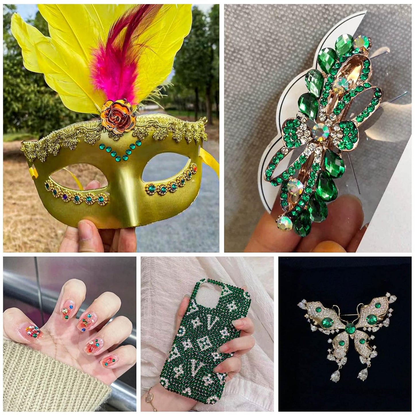 beadsland Flat Back Crystal Rhinestones Round Gems, Emerald (2.7-2.8mm) SS10/1440pcs