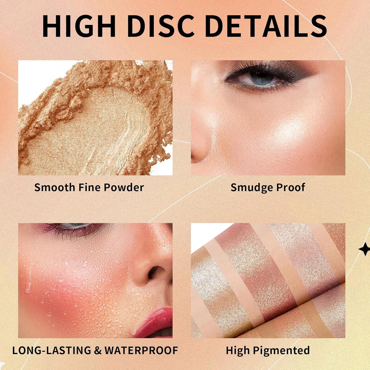 Highlighter Powder Palette, 5 Colors Makeup Palette Contour Palette Eyeshadow Makeup Kit Waterproof Long Lasting Brilliant Lighten Skin Color Professional Versatile Face Shading Set(1, brown, Large)