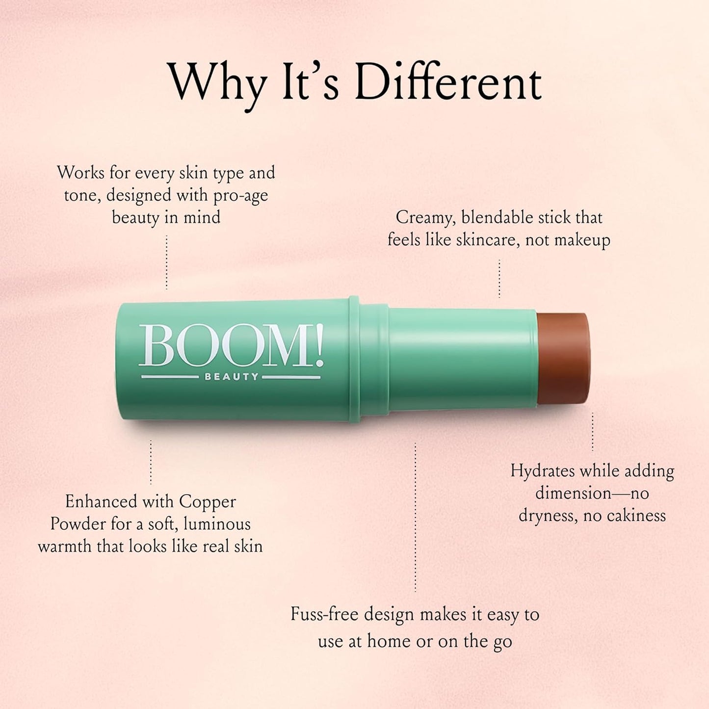 BoomStick Bronze ™ 3-in-1 Cream Blush Stick for Eyes, Lips & Cheek, Long-Wearing Blendable & Building Color Vegan Lipstick Pen for All Skin Types Boom Stick By Cindy Joseph