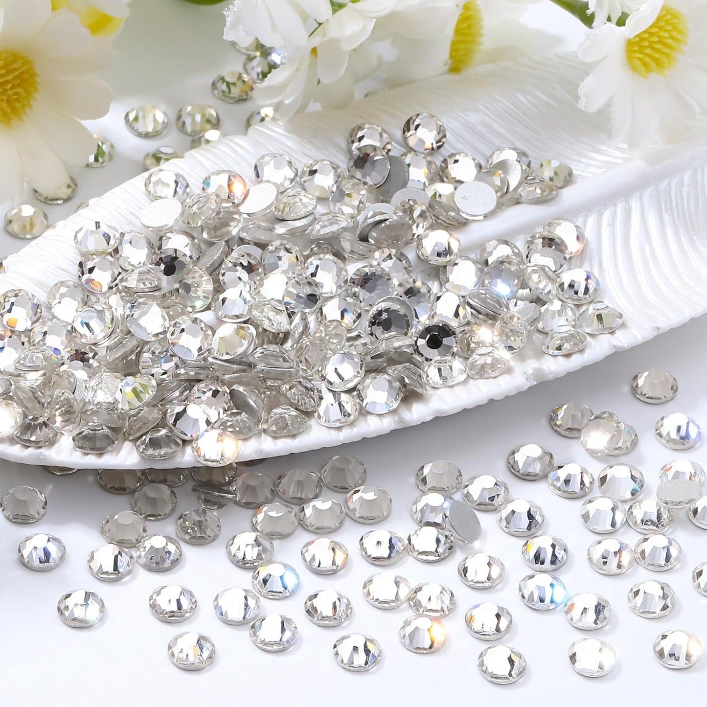 Crystal Clear Flatback Rhinestones, Glass Rhinestones for Nail Art and Craft, Glue Fix, Loose Crystal Gemstones(Crystal, SS30, 288pcs, 6.4-6.6mm)