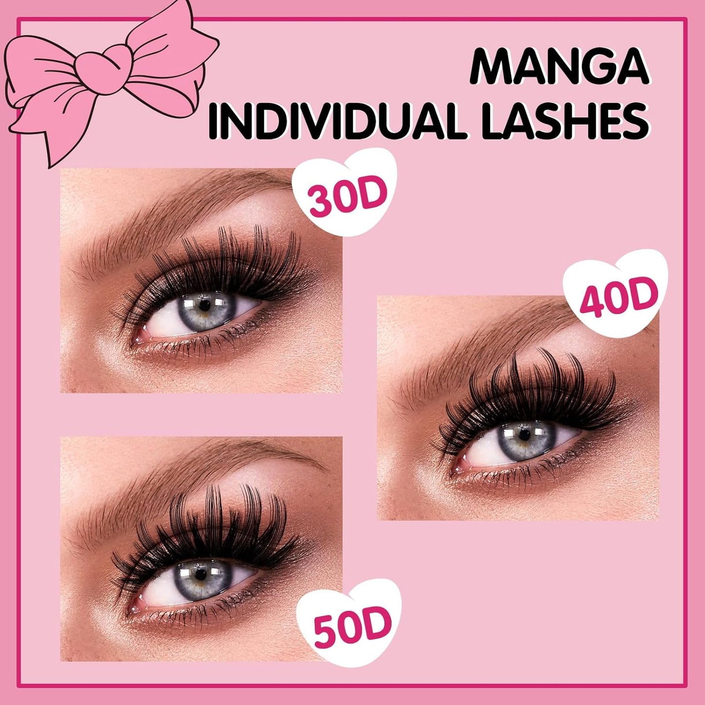 280 Pcs Individual Lashes 50D Mixed Lash Clusters Devil Style Lashes That Look Like Eyelash Extensions Wispy Lashes DIY Individual Lashes At Home (50D-C-8-16mix,Manga)