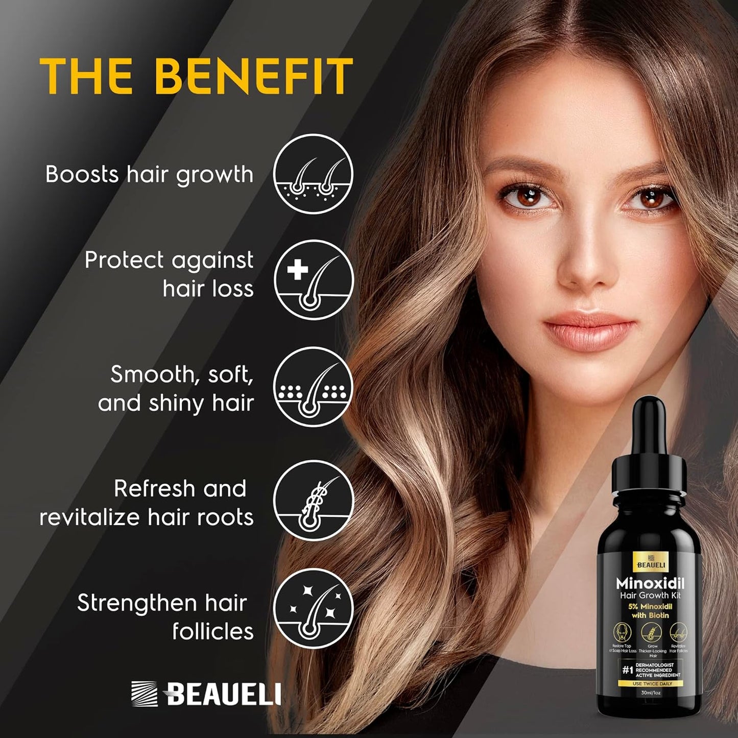 5% Minoxidil Hair Growth for Men and Women: Extra Strength Minoxidil Regrowth Treatment Serum for Thinning Hair Loss to Grow Thicker Fuller Faster 30ml 3Bottles