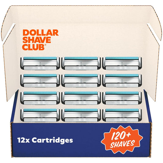 Dollar Shave Club | 4 Blade Razor Refills (12 Pack) | Swift Rinse Blades for Longer and Thicker Hair