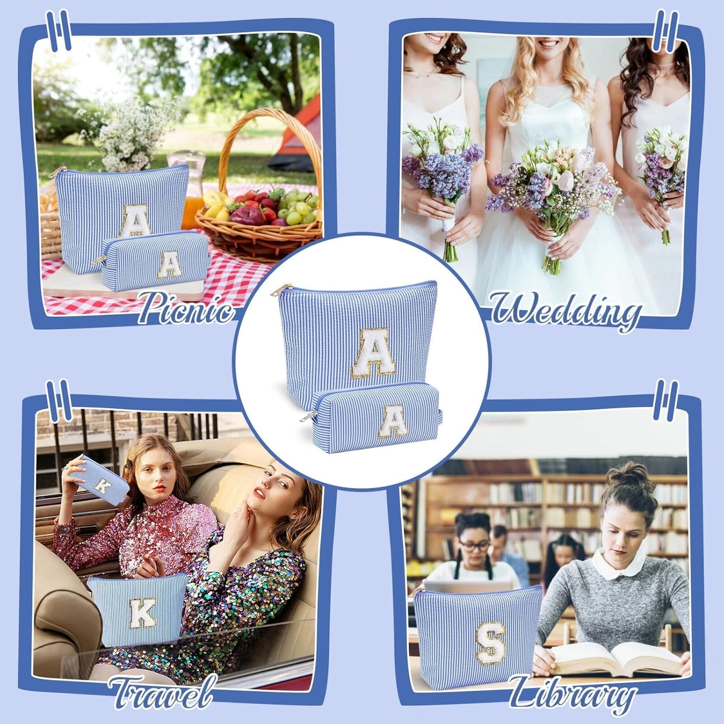 YOOLIFE Personalized Travel Makeup Bag - Cute Cosmetic & Skin Care Bag for Sister, Wife, Friend, Engagement, Wedding, Mother's Day Gift