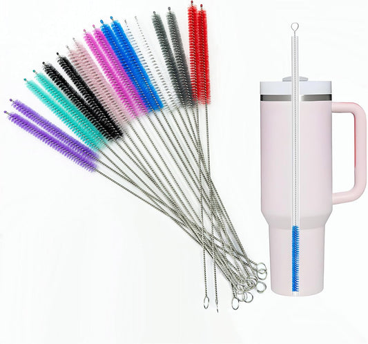 Milk Foamer Hose Brush, Long Thin Nylon Tube Cleaning Brushes Ideal for Espresso & Coffee Machine Attachments,Stainless Steel Straw Cleaning Brushes Test Tube 11.8 Inch Long and Flexible Handle