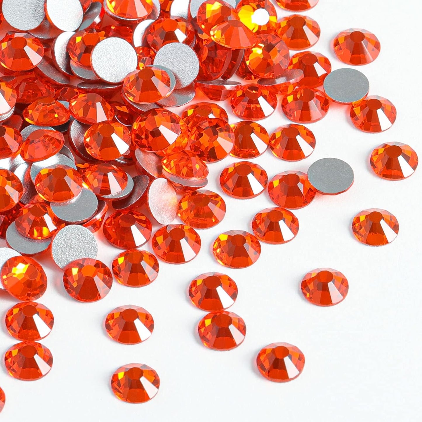 Beadsland 144 Pieces Flat Back Crystal Rhinestones Round Gems, Orange, SS40, 8.4-8.7mm