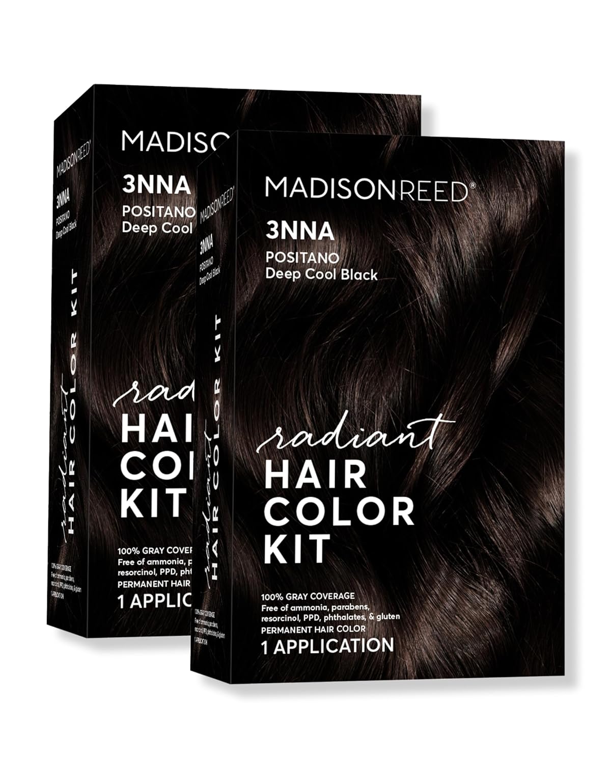 Madison Reed Radiant Hair Color Kit | 3NNA Cool Black-Brown with Ash Undertones (Positano Black) for 100% Gray Hair Coverage | Dimensional Permanent Hair Dye | PPD-Free & Ammonia-Free | 2 Pack