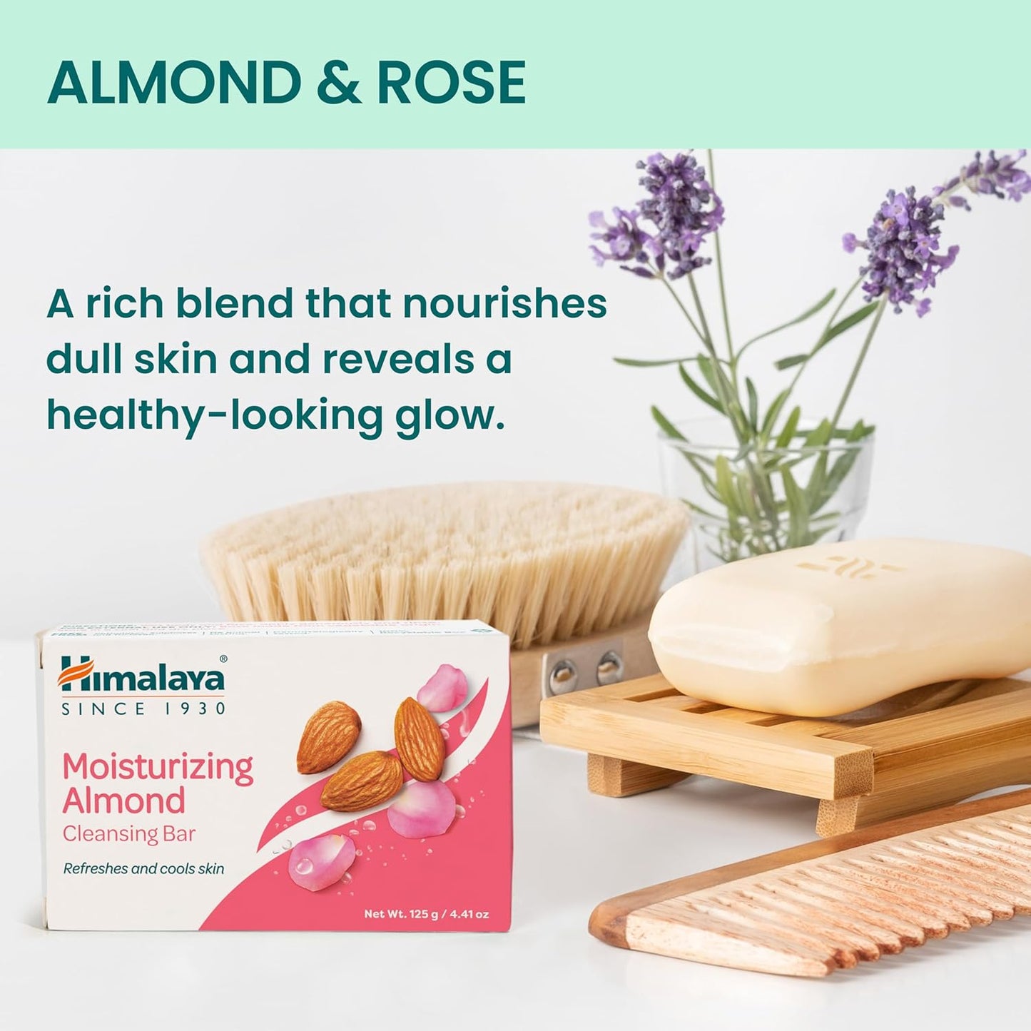 Himalaya Moisturizing Almond Cleansing Bar, Face and Body Soap for Soft Skin, 4.41 oz, 12 Pack