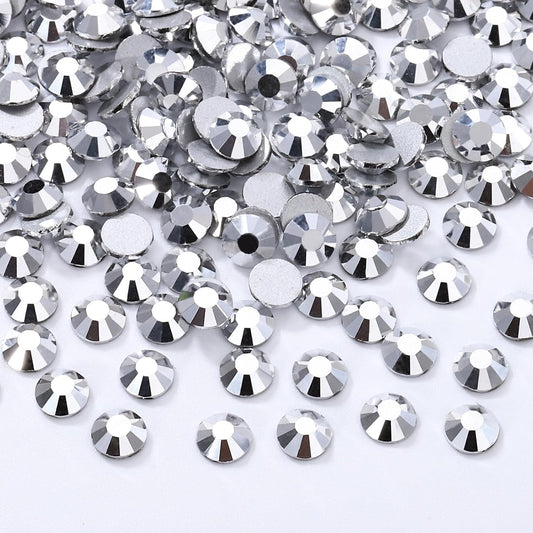 Silver Flatback Rhinestones, Glass Rhinestones for Nail Art and Craft, Glue Fix, Loose Crystal Gemstones(Silver, SS20, 2880pcs, 4.6-4.8mm)