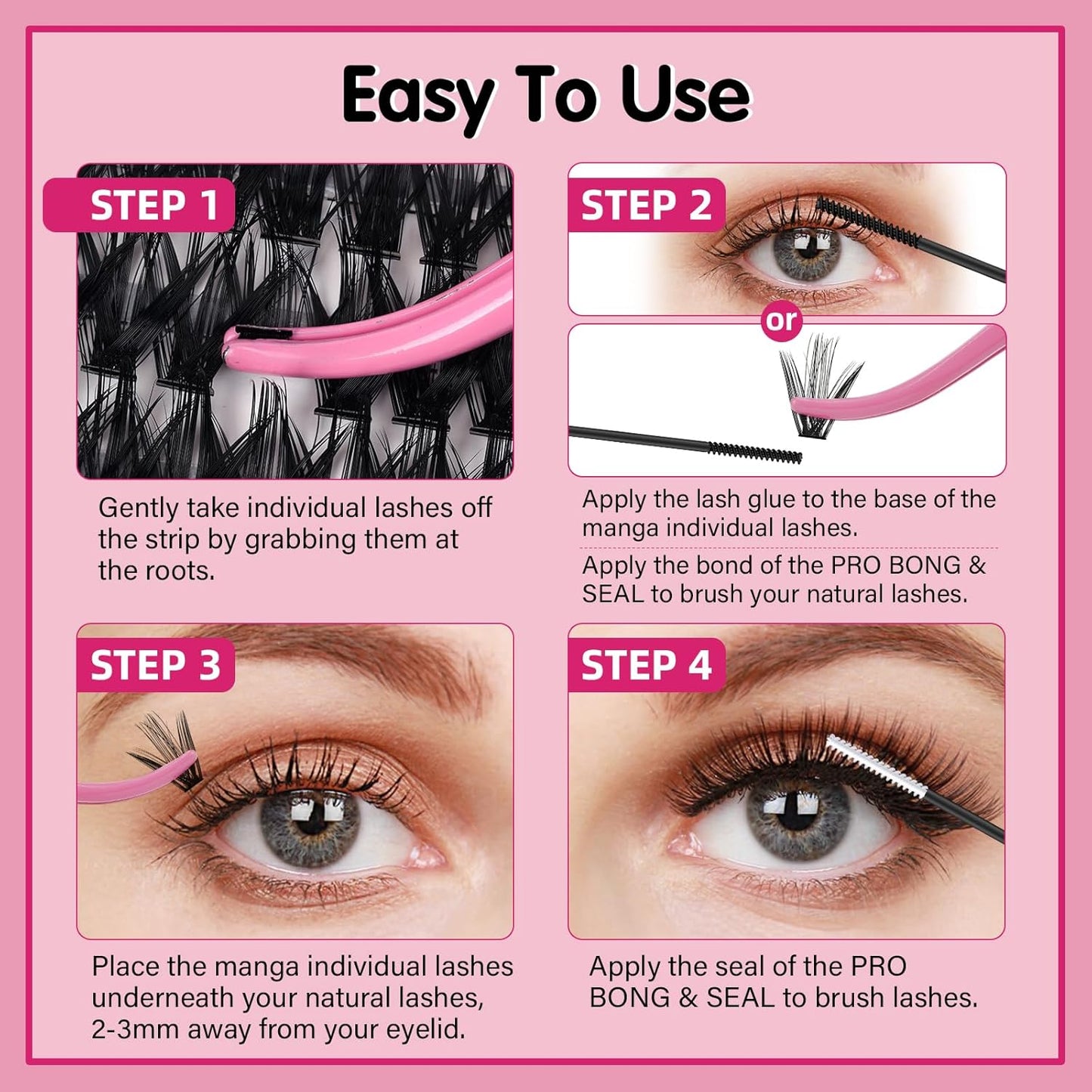 280 Pcs Individual Lashes 50D Mixed Lash Clusters Devil Style Lashes That Look Like Eyelash Extensions Wispy Lashes DIY Individual Lashes At Home (50D-C-8-16mix,Manga)