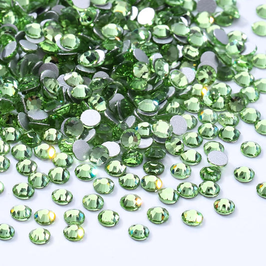 Light Green Flatback Rhinestones, Glass Rhinestones for Nail Art and Craft, Glue Fix, Loose Crystal Gemstones(Lt.Green, SS4, 1440pcs, 1.5-1.7mm)