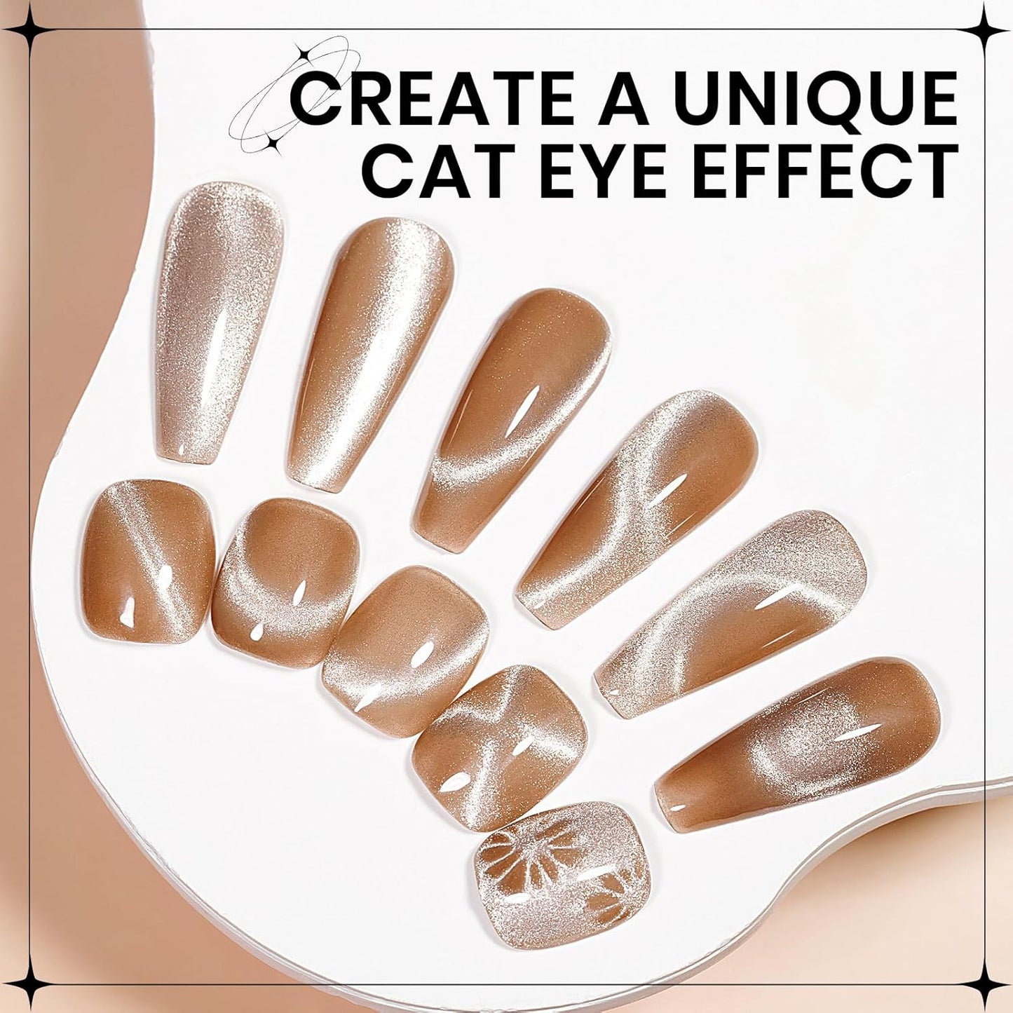 Cat Eye Gel Polish, Magnetic Holographic Glitter Gel Nail Polish Nude Shimmer Gel Polish with Magnet Soak Off U V Gel Salon DIY at Home, 0.5 OZ