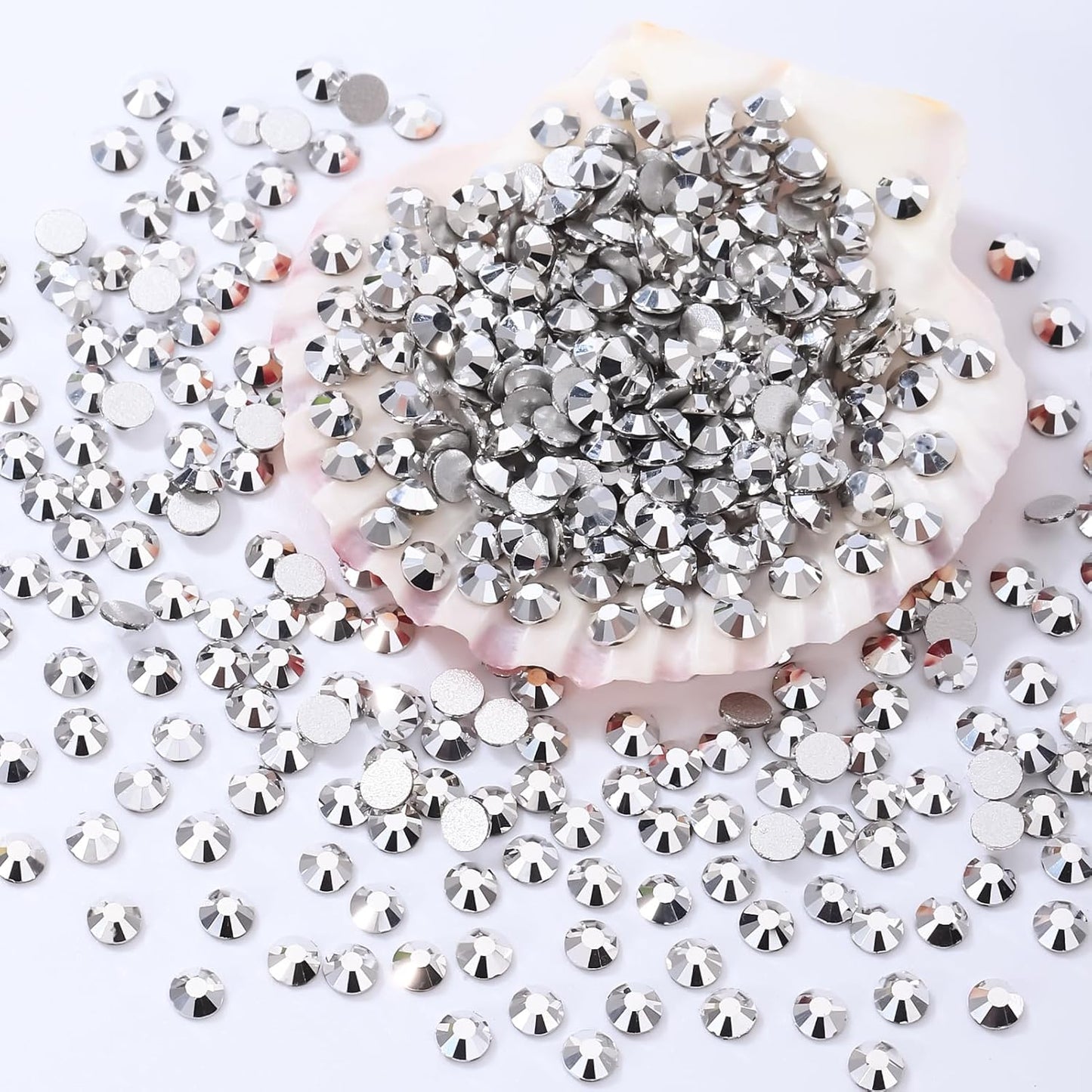 Silver Flatback Rhinestones, Glass Rhinestones for Nail Art and Craft, Glue Fix, Loose Crystal Gemstones(Silver, SS4, 1440pcs, 1.5-1.7mm)