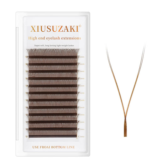 YY Lash Extensions Brown Eyelash Extensions Y Shape 0.07mm Thickness D Curl Mix 8-15mm Premade Fans Lashes Easy Fan Volume Lashes Individual Lashes(Brown-YY-0.07-D,8-15mm)