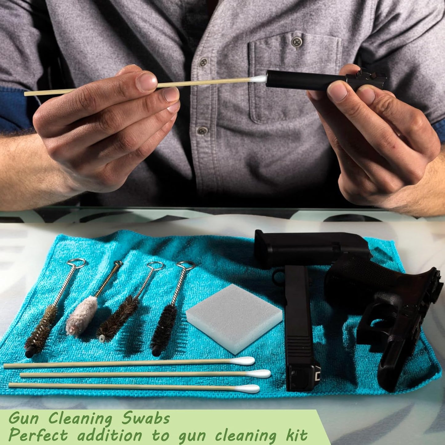 400 Pcs 6 Inch Long Cotton Swabs with Storage Box - 100% Natural Cotton Buds with Bamboo Sticks - Non Sterile Cotton Tipped Applicators for Dog Ear & Gun Cleaning, Makeup Remover