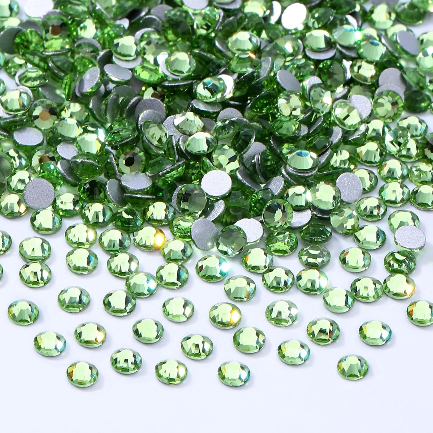 Light Green Flatback Rhinestones, Glass Rhinestones for Nail Art and Craft, Glue Fix, Loose Crystal Gemstones(Lt.Green, SS6, 2880pcs, 1.9-2.0mm)