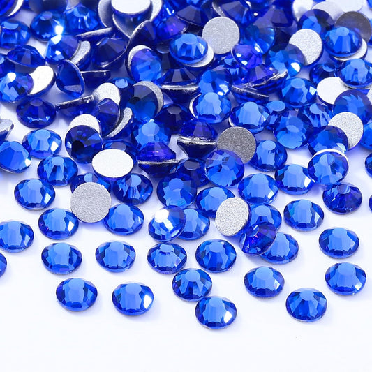 Sapphire Flatback Rhinestones, Glass Rhinestones for Nail Art and Craft, Glue Fix, Loose Crystal Gemstones(Blue, SS16, 2880pcs, 3.8-4.0mm)