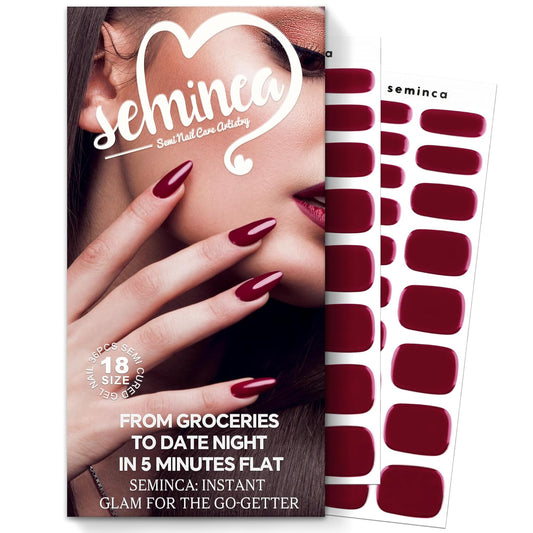 Semi Cured Gel Nail Strips-Glamorous Semi Gel Nail Stickers Natural Nude Shades Press On Nails Easy Home Application Works with Any UV/LED Lamps Glossy Finish(Rouge)