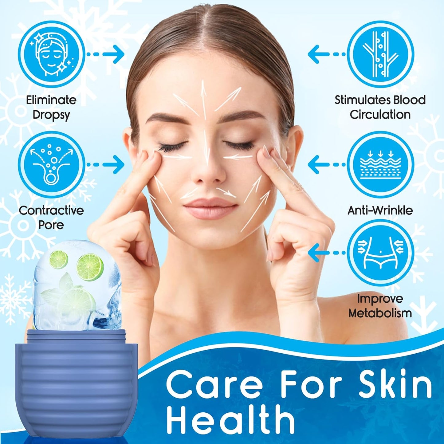 1Pcs Ice Roller for Face, Ice Face Roller, Reusable Silicone Ice Mold for Face, Facial Beauty Ice Roller Skin Care Tools for Shrink Pores Anti Wrinkle Reduce Puffiness (Green)