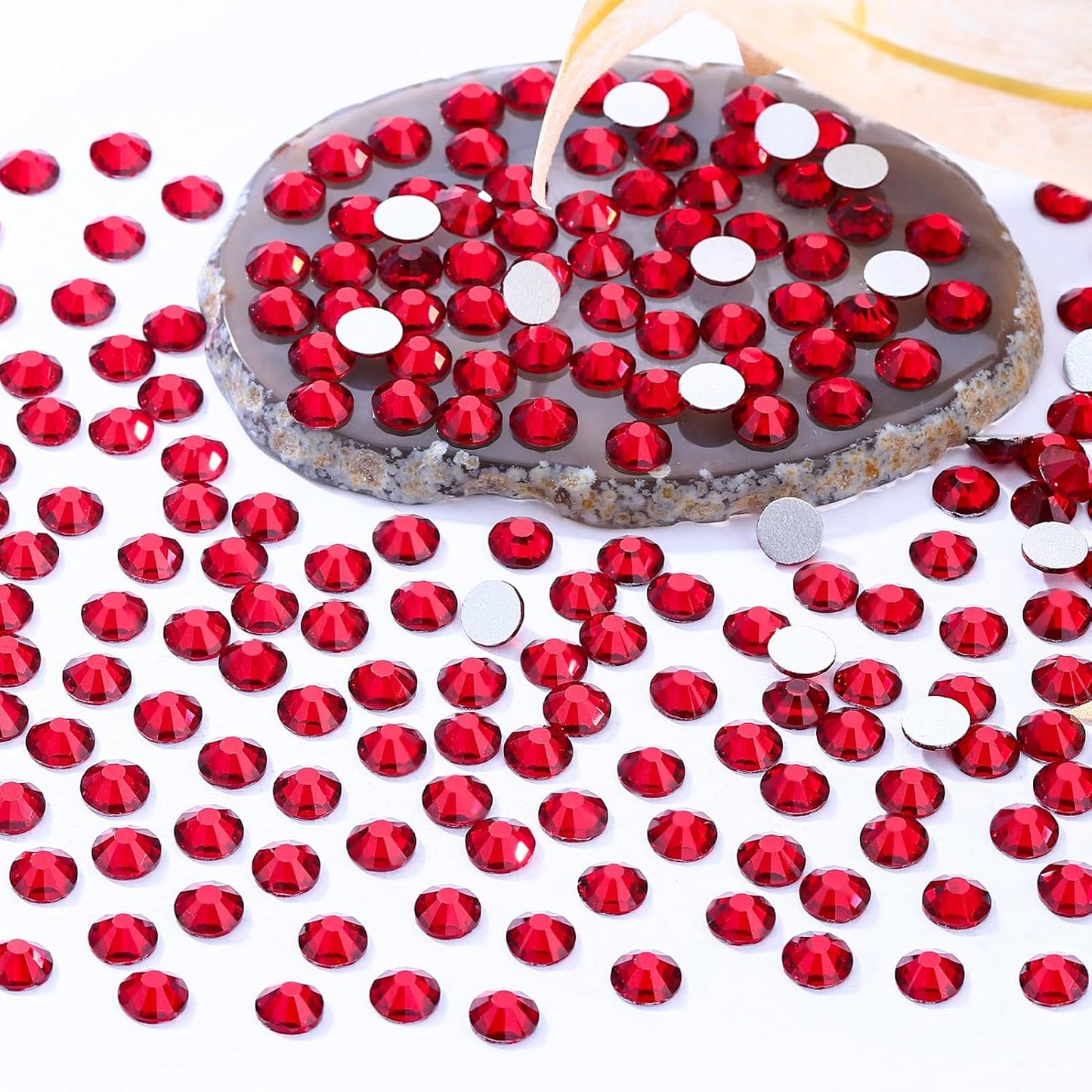 Siam Flatback Rhinestones, Glass Rhinestones for Nail Art and Craft, Glue Fix, Loose Crystal Gemstones(Siam, SS30, 576pcs, 6.4-6.6mm)