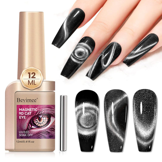 Cat Eye Gel Nail Polish Silver 12ML 9D Chameleon Cateye Magnetic Nail Polish Gel Holographic Cat Eye with Magnet Stick Varnish Soak off Manicure Set 1PC