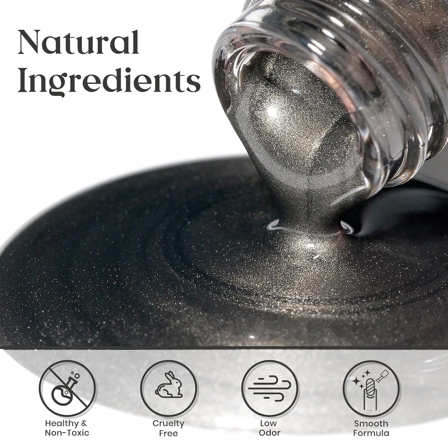 MIZHSE Dark Grey Mirror Nail Polish, Quick Dry Metallic Nail Polish, Air Dry Fast Chrome Nail Lacquer Black Oil-based Nail Art Manicure DIY Home