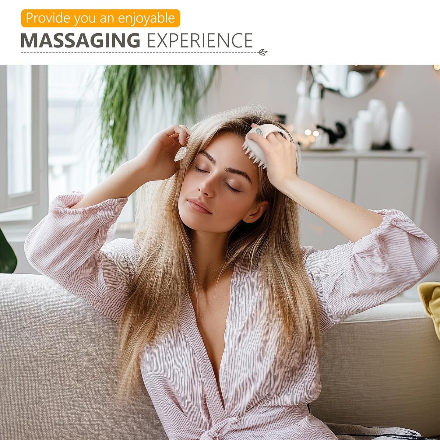 Sndyi Soft Silicone Scalp Massager for Dandruff Removal and Hair Growth - Wet Dry Scalp Exfoliator Brush for Scalp Care - Beige