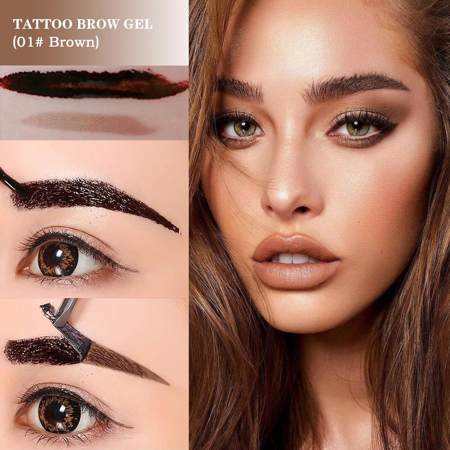 Peel Off Tattoo Brow Tint Gel - 2pcs Black Eyebrow Kit, Waterproof, Transfer-Proof & Sweatproof, Quick Peel Formula for Natural Fuller Brows, Mother’s Day Gifts for Women All Skin Types