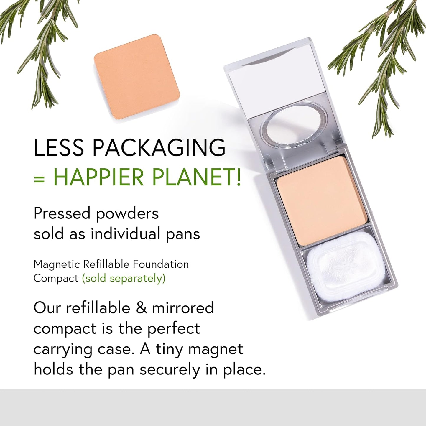 Honeybee Gardens Pressed Mineral Powder Foundation Refill, Geisha, Pale, Cool Shade, Adjustable Coverage, Natural Finish, With Botanical Extracts And Vitamin E, 7.5g