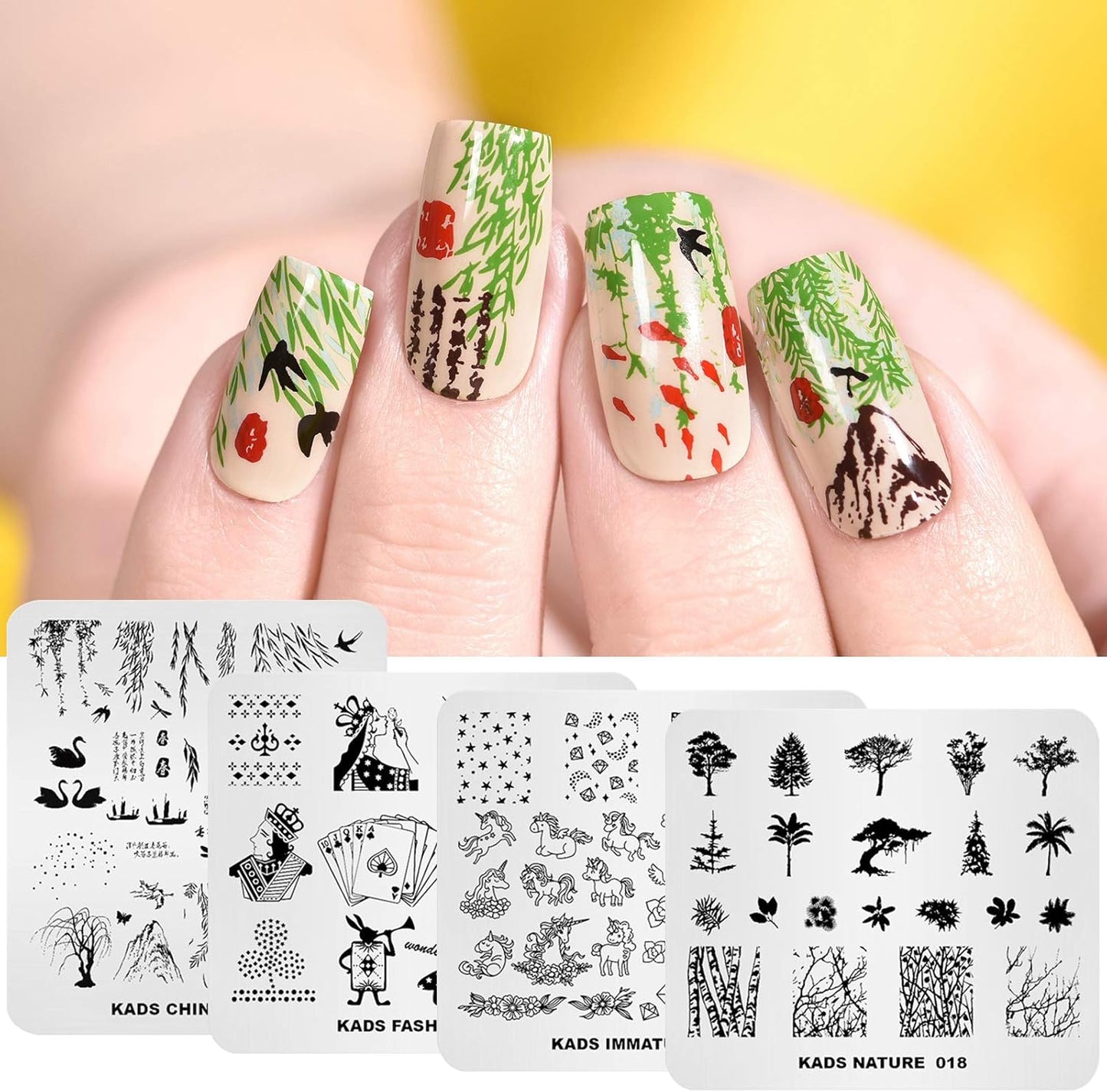 KADS 21pcs Nail Stamp Plates set 20 plates Christmas Snowflakes Cute Animals+ 1 Laser Symphony storage bag Christmas Nails Art Stamping Plate Set Gift Butterfly Nature Leaves Image Design(Christmas 3)