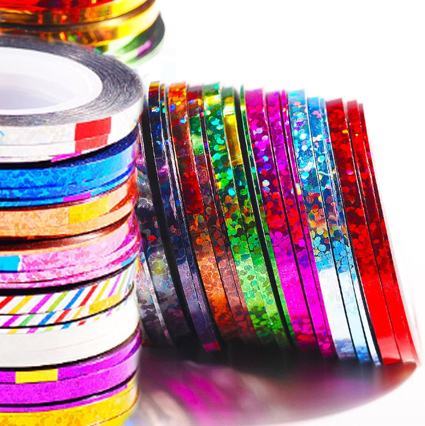 Nail Art Striping Tape Lines Kit 36 pcs 1mm 2mm 3mm Nail Tape Strips for Design DIY Silver Nails Striping Tape (Blue)