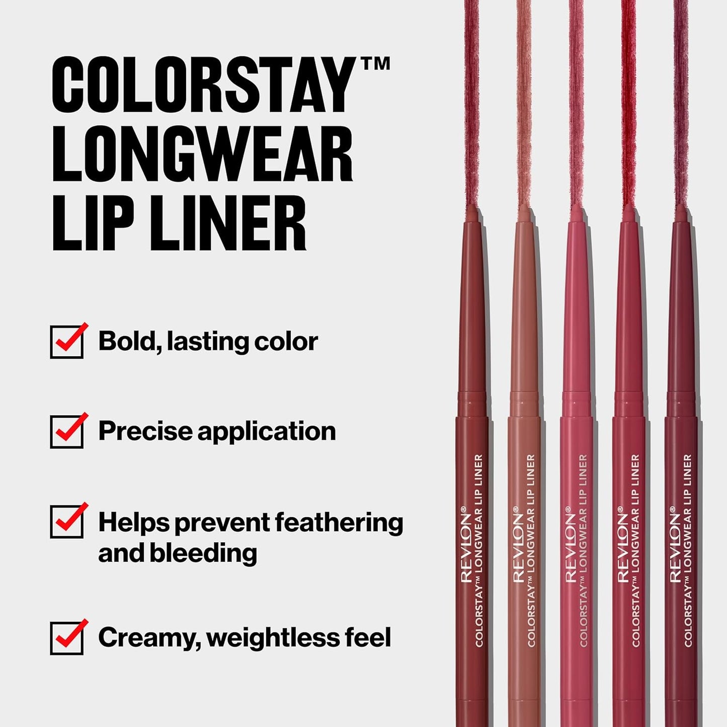 Revlon Colorstay Lip Liner Makeup with Built-in-Sharpener, Longwear Rich Colors, Smooth Application, 665 Plum, 0.01 oz