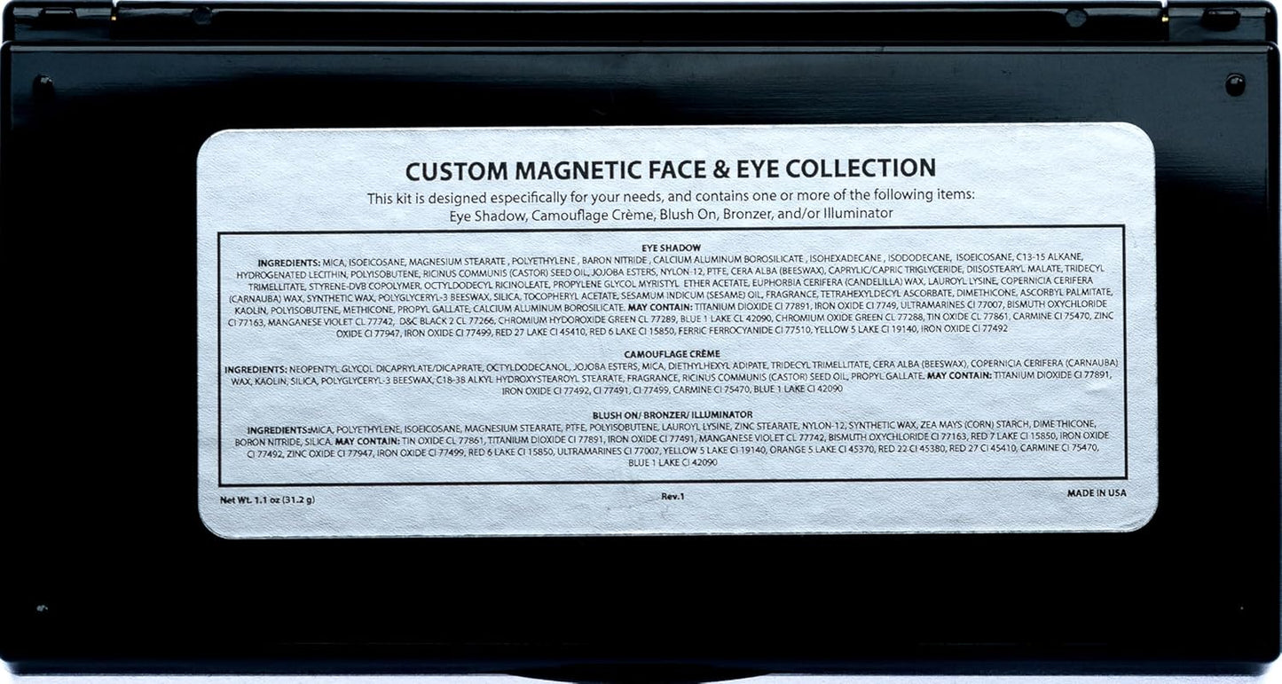 Off White, Matte Medium Grey Blue, and Glitter Black Deep Navy Blue Vegan Eyeshadow Trio Palette; Talc, Paraben & Cruelty Free