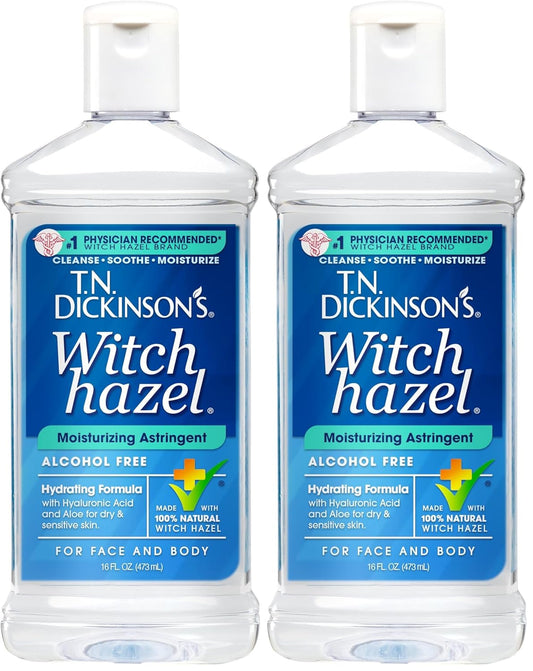 T.N. Dickinson's Witch Hazel Alcohol-Free Moisturizing Astringent, Made with 100% Natural Witch Hazel 16 oz (Pack of 2)