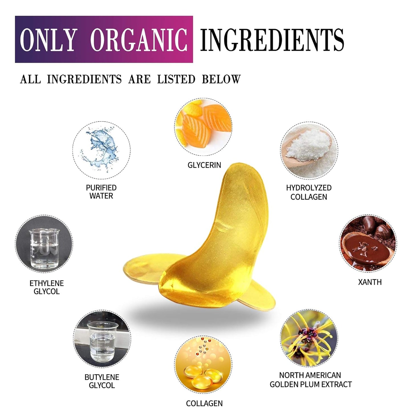 Vandarllin24K Gold Powder Gel Collagen Eye Masks Sheet Patch, Remove Bags,Dark Circles &Puffiness,Reduce Wrinkle,Moisturising,Hydrating for Blackheads (200Pairs)