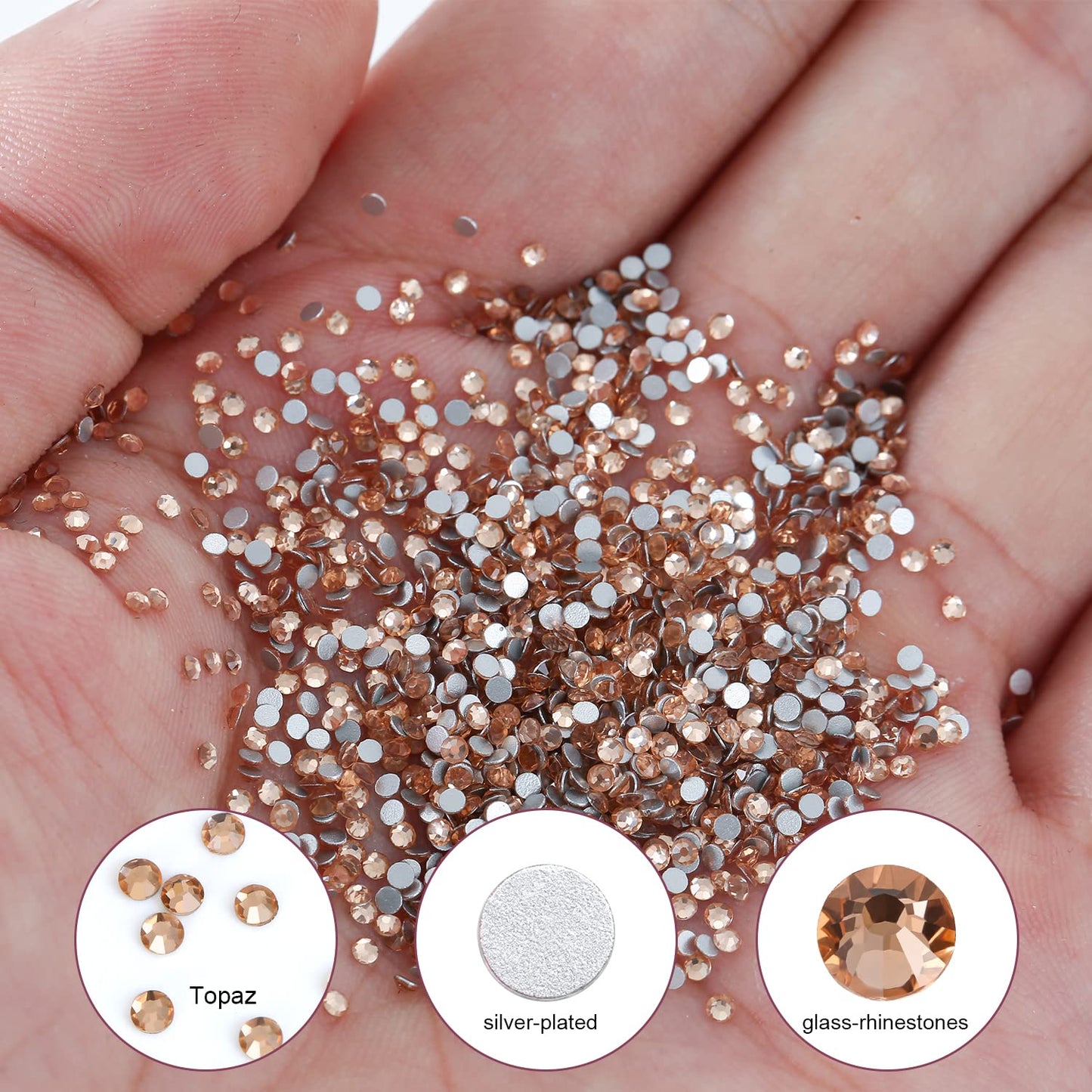 1440Pcs Champagne Crystal Rhinestones,Glass Flatback Rhinestones Gemstones Small for Nail Face Makeup Art Crafts Clothes Decoration -(SS4,1.6mm,Champagne)
